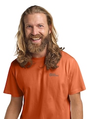 Jack Wolfskin Mens Orange Essential 100%  Cotton T-Shirt - Image 3 of 5