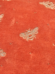 FatFace Orange Bee Embroidered Velvet 100% Cotton Pouch - Image 2 of 2