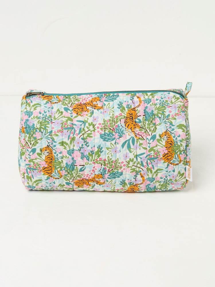 Multi Colour Tiger Print Quilted Wash Bag - Image 1 of 2 Multi Colour Tiger Print Quilted Wash Bag - Image 1 of 2
