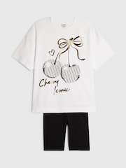 Conjunto de camiseta con cereza y pantalones cortos de ciclismo de River Island - Imagen 2 de 5