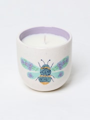 White Multi Bee Print Ceramic Candle - Image 1 of 2