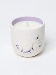 White Multi Bee Print Ceramic Candle - Image 2 of 2