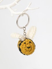 FatFace Yellow Crochet Bee Keyring - Image 2 of 2