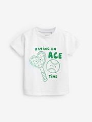 White Tennis Characters 100% Cotton Short Sleeve T-Shirt (3mths-7yrs) - Image 1 of 3