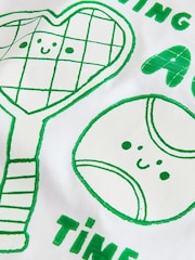 White Tennis Characters 100% Cotton Short Sleeve T-Shirt (3mths-7yrs) - Image 3 of 3