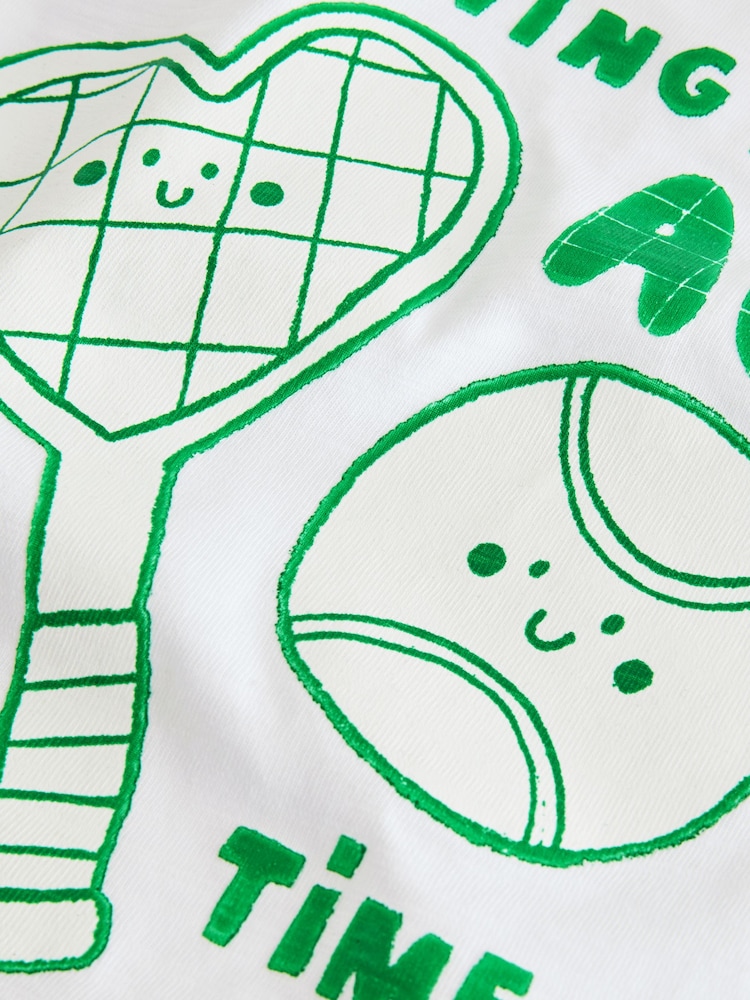 White Tennis Characters 100% Cotton Short Sleeve T-Shirt (3mths-7yrs) - Image 3 of 3