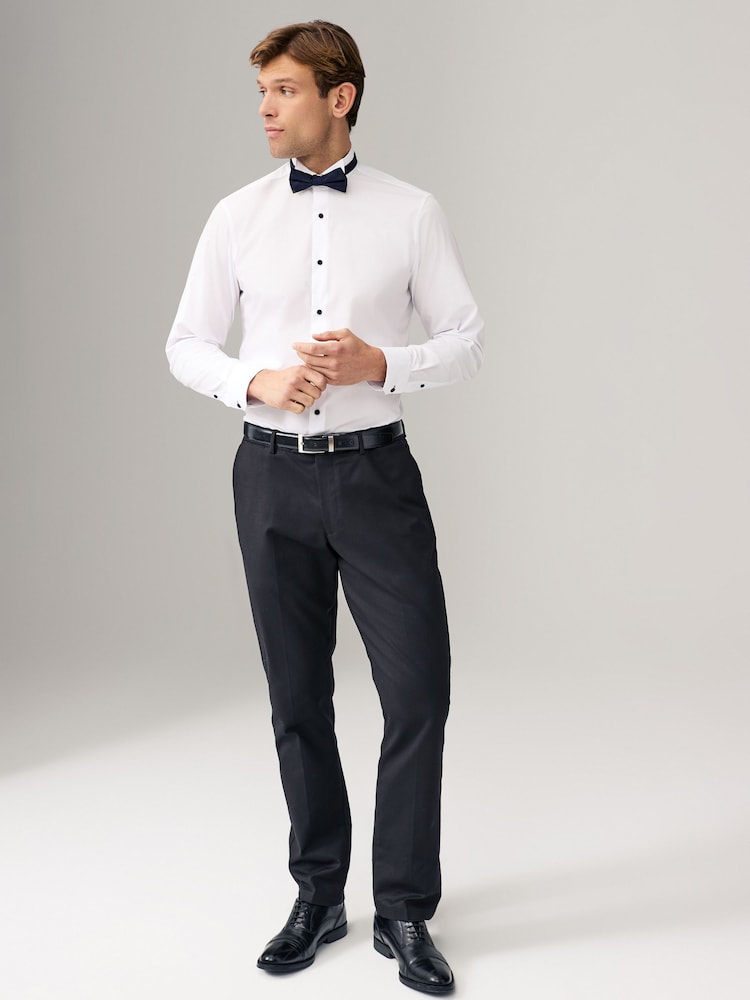 White/Black Bow Regular Fit Single Cuff Shirt And Bow Tie Pack - Image 3 of 8