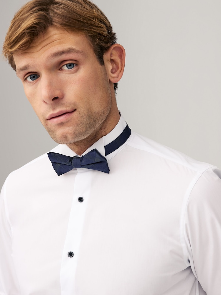 White/Black Bow Regular Fit Single Cuff Shirt And Bow Tie Pack - Image 4 of 8