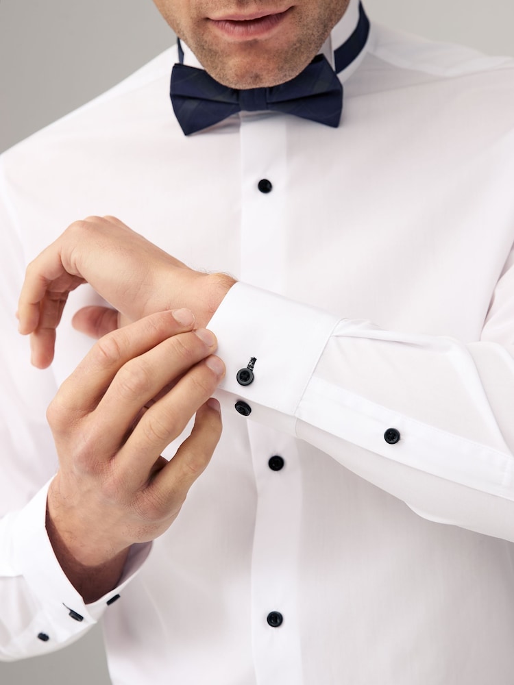 White/Black Bow Regular Fit Single Cuff Shirt And Bow Tie Pack - Image 5 of 8