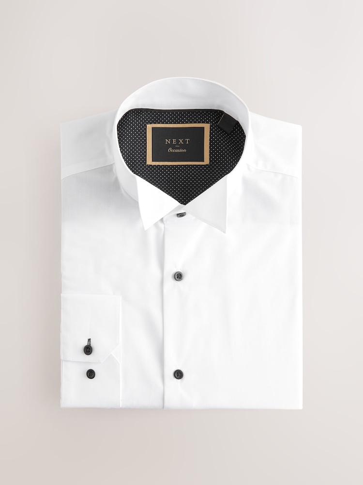 White/Black Bow Regular Fit Single Cuff Shirt And Bow Tie Pack - Image 6 of 8