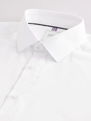 White Slim Fit Double Cuff Easy Care Textured Smart Shirt - Image 7 of 8