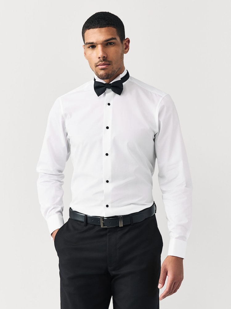 Белый - Обычный крой - Double Cuff Regular Fit Shirt And Bow Tie Pack - Изображение 1 из 8 Белый - Обычный крой - Double Cuff Regular Fit Shirt And Bow Tie Pack - Изображение 1 из 8