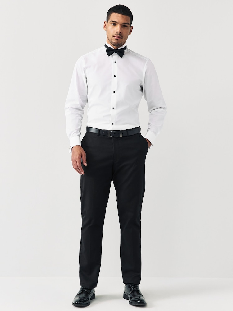 Белый - Обычный крой - Double Cuff Regular Fit Shirt And Bow Tie Pack - Изображение 2 из 8 Белый - Обычный крой - Double Cuff Regular Fit Shirt And Bow Tie Pack - Изображение 2 из 8