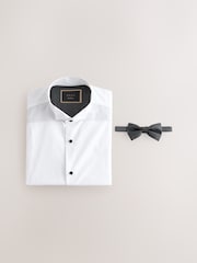 White Regular Fit Double Cuff Regular Fit Shirt And Bow Tie Pack - Image 6 of 8