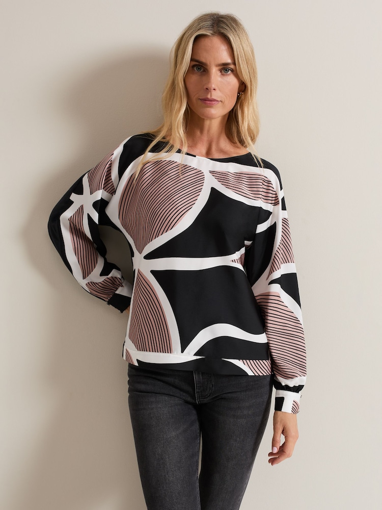 Phase Eight Black Multi Alora Swirl Print Top - Image 1 of 6