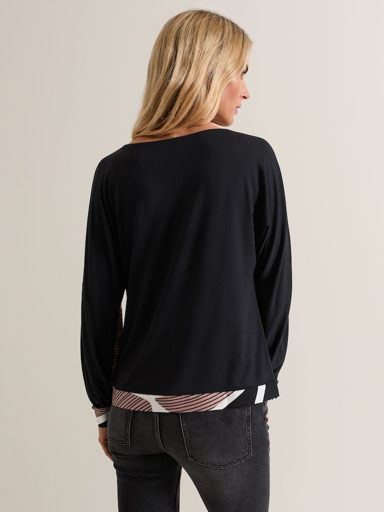 Phase Eight Black Multi Alora Swirl Print Top - Image 2 of 6