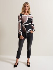 Phase Eight Black Multi Alora Swirl Print Top - Image 3 of 6