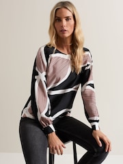 Phase Eight Black Multi Alora Swirl Print Top - Image 4 of 6