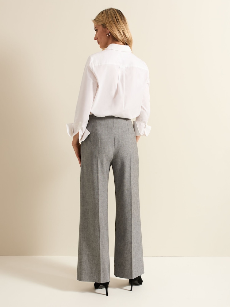 Phase Eight Grey Dilly Pleat Detail Wide Leg Trousers - Image 2 of 5