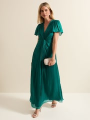 Phase Eight Green Abbey Green Satin Maxi Dress - Image 1 of 6