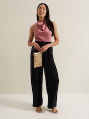 Phase Eight Black Sabina Satin Wide Leg Jumpsuit - Image 1 of 6