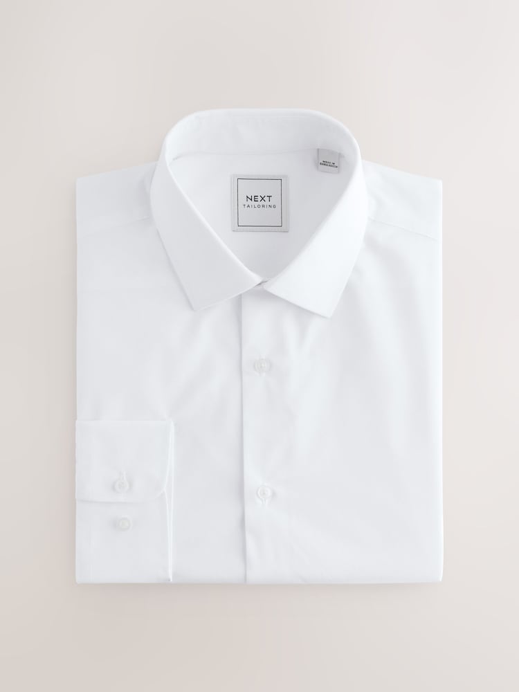White Slim Fit Easy Care Long Sleeve Single Cuff Smart Shirts 2 Pack - Image 2 of 5