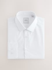 White Slim Fit Easy Care Long Sleeve Single Cuff Smart Shirts 2 Pack - Image 3 of 5