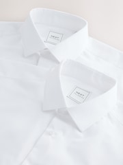White Slim Fit Easy Care Long Sleeve Single Cuff Smart Shirts 2 Pack - Image 4 of 5