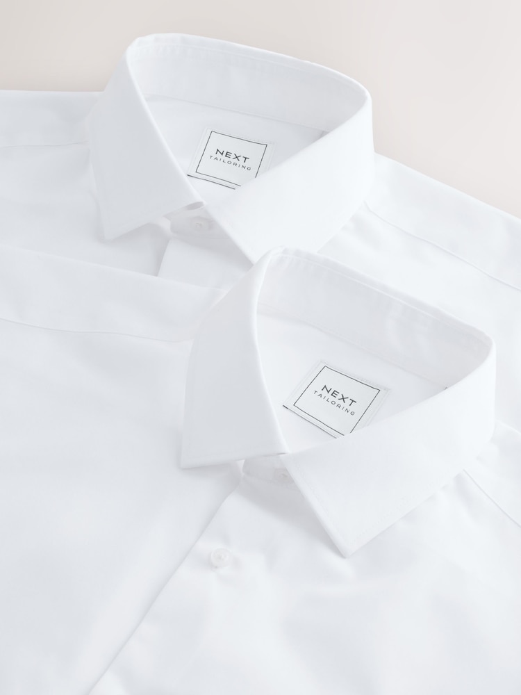 Blanc - Slim Fit (Slim Fit) - Lot de 2 chemises élégantes à manchette simple Easy Care manches longues - Image 4 of 5