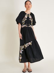 Monsoon Black 100% Cotton Margot Tea Dress - Image 1 of 6