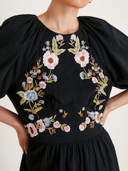 Monsoon Black 100% Cotton Margot Tea Dress - Image 2 of 6