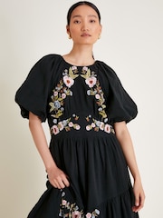 Monsoon Black 100% Cotton Margot Tea Dress - Image 3 of 6