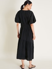 Monsoon Black 100% Cotton Margot Tea Dress - Image 4 of 6