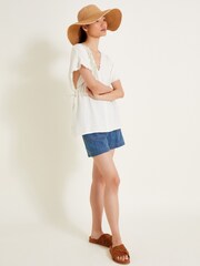 Monsoon Natural Cali Embroidered Leaf 100% Cotton Top - Image 3 of 4