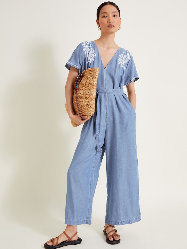 Monsoon Blue Jael Embroidered Jumpsuit - Image 5 of 5