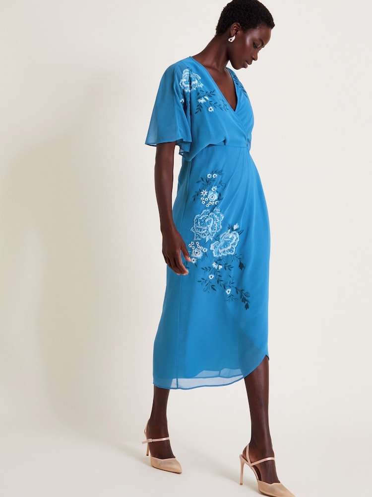 Monsoon Lyla Floral Embodded Midi Rochie - Image 1 of 4