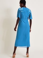 Monsoon Lyla Floral Embodded Midi Rochie - Image 3 of 4