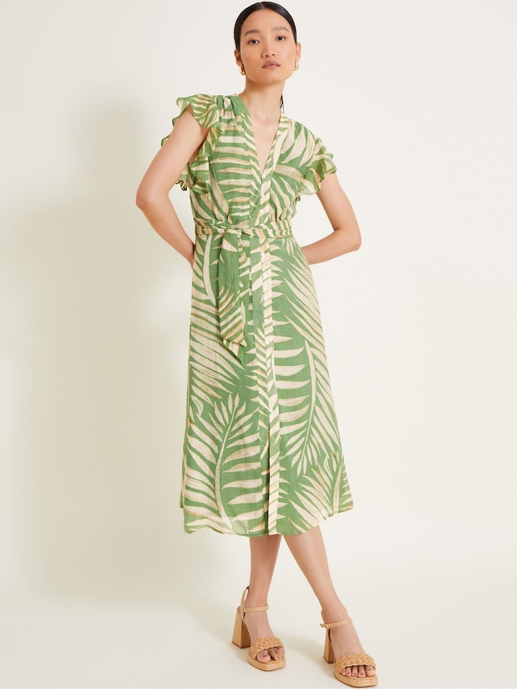 Monsoon Green Parmella Print Dress - Image 1 of 5