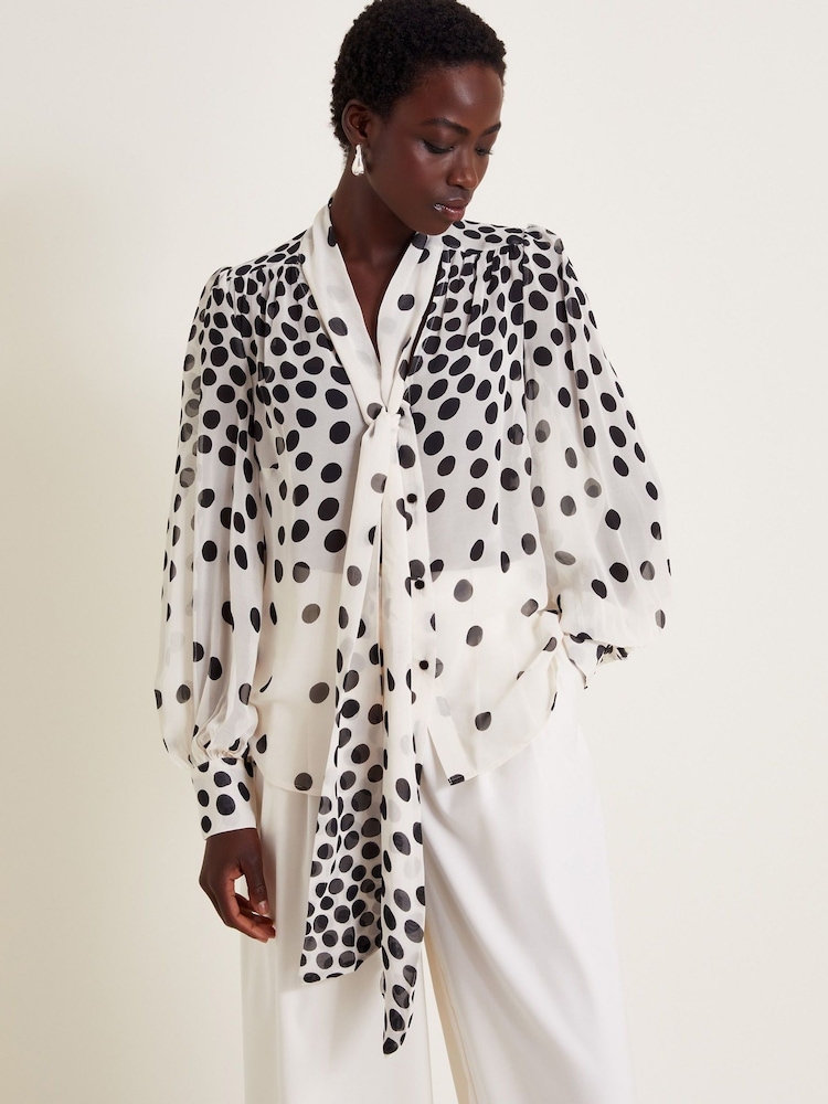 Monsoon Black Octavia Spot Blouse - Image 1 of 5