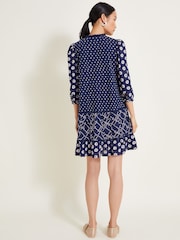 Monsoon Blue 100% Cotton Cindy Print Jersey Dress - Image 4 of 5