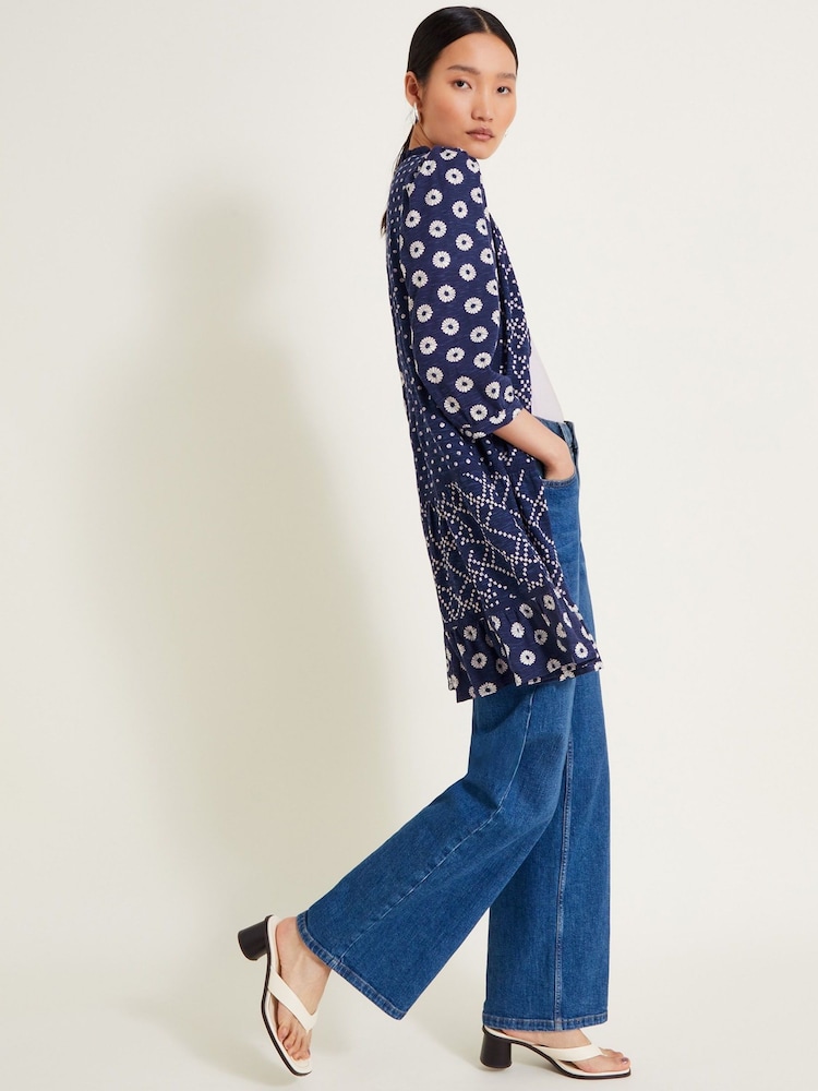 Monsoon Blue 100% Cotton Cindy Print Jersey Dress - Image 5 of 5
