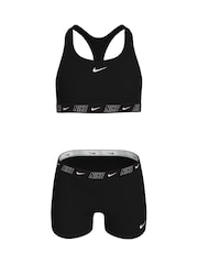 Nike Black Logo Tape Racerback Bikini Shorts Set - Image 1 of 3