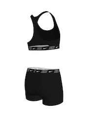 Nike Black Logo Tape Racerback Bikini Shorts Set - Image 2 of 3