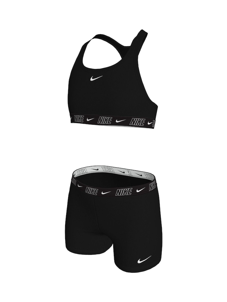 Nike Black Logo Tape Racerback Bikini Shorts Set - Image 3 of 3