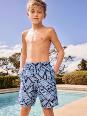 Nike Blue Logo 7 Inch Volley Swim Shorts - Image 1 of 13