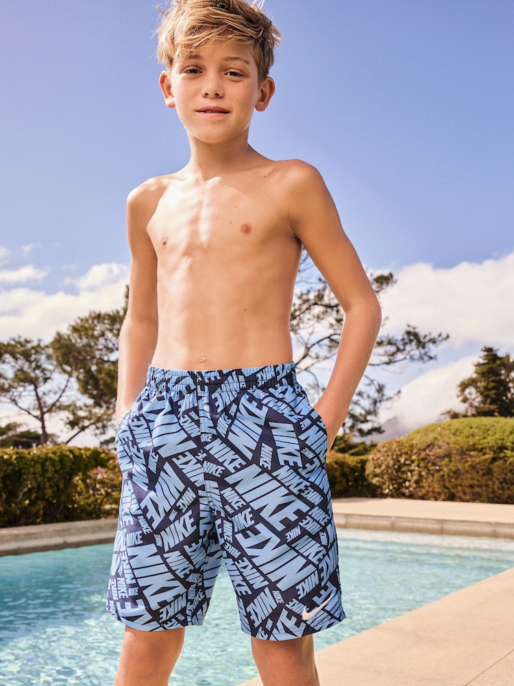Nike Blue Logo 7 Inch Volley Swim Shorts - Image 1 of 13 Nike Blue Logo 7 Inch Volley Swim Shorts - Image 1 of 13