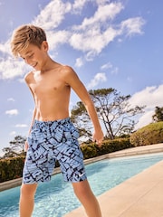 Nike Blue Logo 7 Inch Volley Swim Shorts - Image 4 of 13