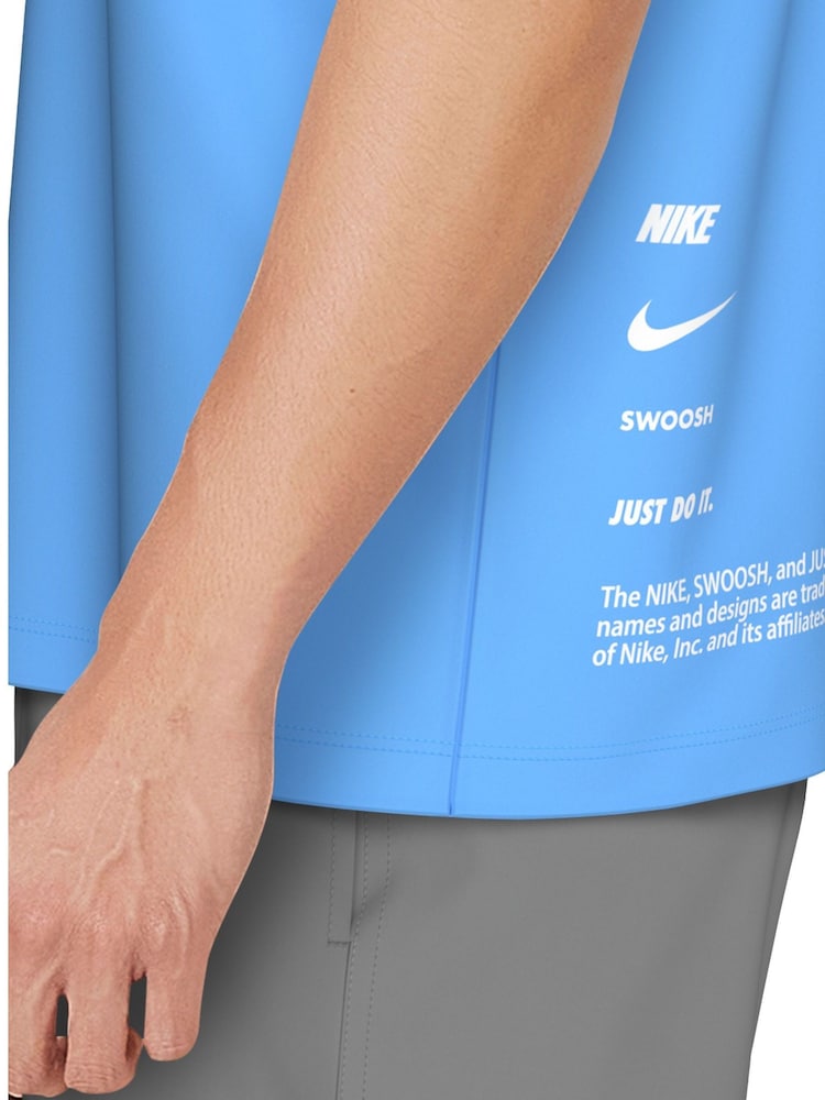 Nike Blue Specs Short Sleeve Hydroguard Rash Vest T-Shirt - Image 7 of 7