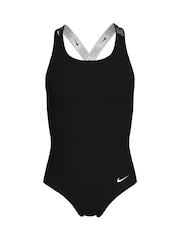 Nike Black Logo Tape Crossback Swimsuit 1 Piece - Image 1 of 3