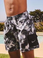Nike Grey Water Tie Dye 4 Inch Volley Swim Shorts - Image 1 of 6